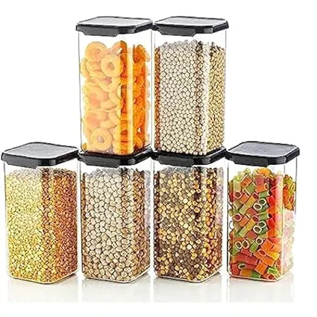 SR Unbreakable Air Tight Square Plastic Containers Set for Kitchen Storage 1100ml Kitchen Container Storage Container Sets Plastic Grocery Container Air Tight Design Pack of 2 