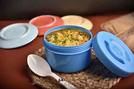 SUGAR Stainless Steel Insulated Lunch Box Tiffin Carrier Lunch Carrier Tiffin Box Tiffin for School Office and Gifting Microwave Safe Set of 1 Blue 