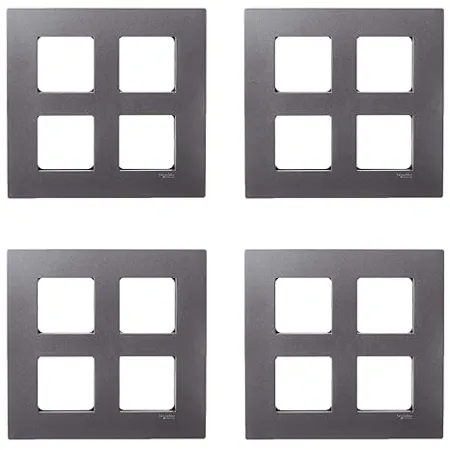Schneider Electric Opale 8 Module Grid and Cover Plate Square Black Graphite Pack of 4 