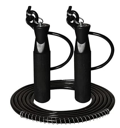 Simran Sports Jumping Skipping Rope for Gym Training Exercise and Workout Black BLKSKIPPNEWSEPT 