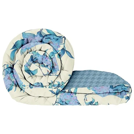 Story Home Microfiber 180 GSM Soft Reversible All Weather MILD Winter Comforter Quilt Duvet Floral Single Bed Comforter Light Yellow 