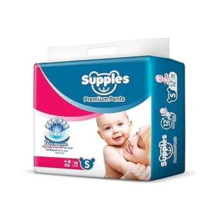 Supples Premium Diapers Small S 78 Count 4 8 Kg 12 hrs Absorption Baby Diaper Pants