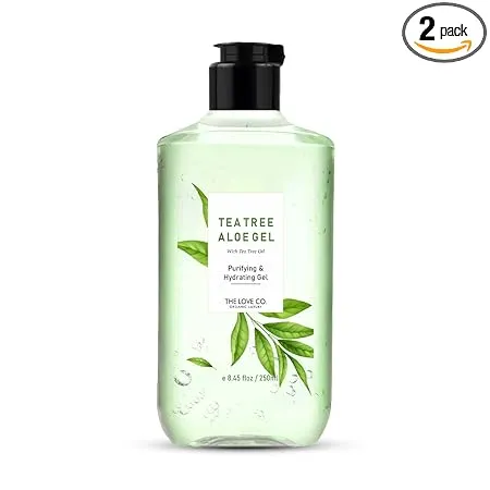 THE LOVE CO Tea Tree Aloe Vera Gel Natural Face Gel Moisturizer for Oily Skin Acne Scars Enriched with Vitamin E Skin Rejuvenating Formula 250ml