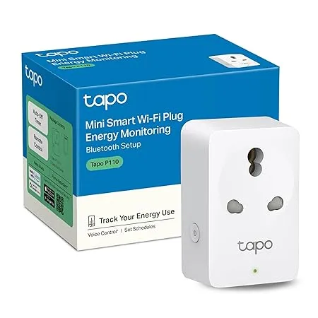 TP Link Tapo P110 Mini 16A Smart Wi Fi Plug Energy Monitoring Controller for Household Appliances Compatible with Alexa Google Home Improved Power Safety Away Mode 4 Way Safety Protection