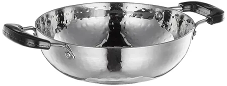 Tosaa Stainless Steel Matahr Kadai with Handle Size 9 18 cm Silver