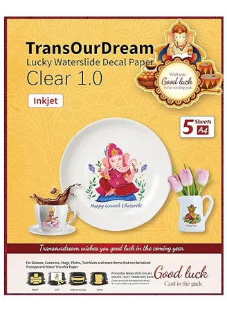 TransOurDream Inkjet Clear 1 0 Water Slide Decal Paper for Inkjet Printer CLEAR 5 Sheets A4 Size 