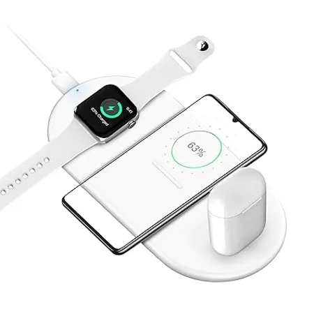 UNIGEN UNIDOCK 310 3 in 1 Qi Wireless Charging Pad Compatible with iPhone 14 13 12 11 11 Pro 11 Pro Max X XS XR Samsung Phone Air Pods 1 2 3 Pro iWatch Charger Not Included 