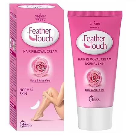 VI JOHN Feather Touch Rose Aloevera Hair Removal Cream for Sensitive Skin Suitable for Legs Underarms Bikini Line Arms 40g Pack of 4