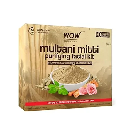 WOW Skin Science Multani Mitti Kit with Rose Water All Skin Types Cleanses Detox And Brightens Controls Excess Oil Shrink Pores Pack of 3 For Women Men Paraben Free Net Vol 250ml