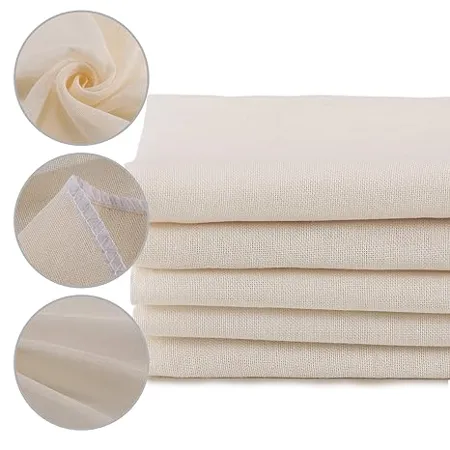 XelNaga 5 Pack Muslin Cloths Reusable for Straining 100 Unbleached Pure Cotton Cheesecloth Soft Square Cheese Clothes Weave Fabric Filter for Cooking Baking 50 x 50 cm Food Strainer Cloth 