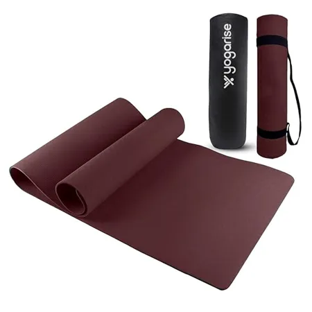 Yogarise Yoga mat for Men and Women Premium Exercise Mat for Home Workout Anti Slip Yoga Mat Workout Gym Mat for Workout at Home with Bag and Strap Wine 4mm 