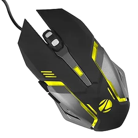 ZEBRONICS Transformer M with a High Performance Gold Plated USB Mouse 6 Buttons Multi Color LED Lights High Resolution Sensor with max 3600 DPI and DPI Switch Black 