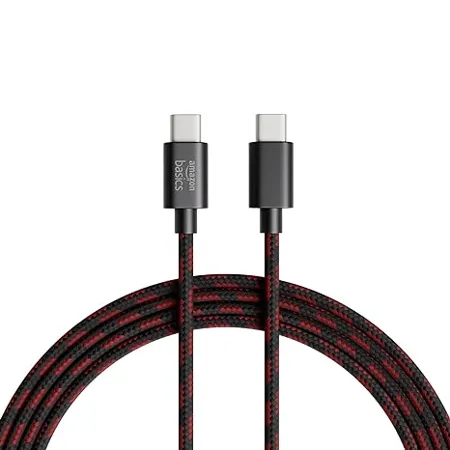 amazon basics Braided Type C to C Cable 60W Fast Charging Cable with 480 Mbps Data Transfer Speed 1 2m Tangle Free Cable