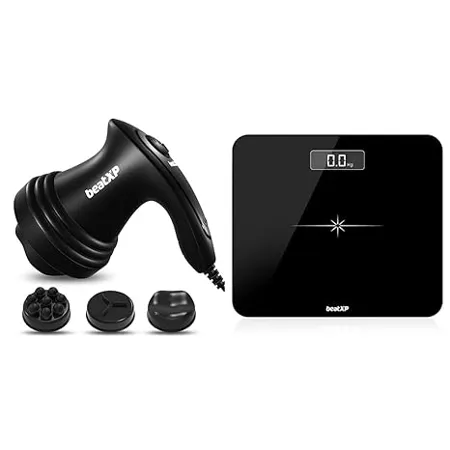 beatXP Blaze Electric Body Massager with 3 Massage Heads beatXP Actifit Flare Digital Weighing Scale with Backlit LCD Panel Black 