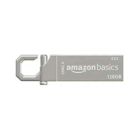 Amazon Basics 128 GB USB 2 0 Pen Drive Flash Drive with Key Ring Metal 