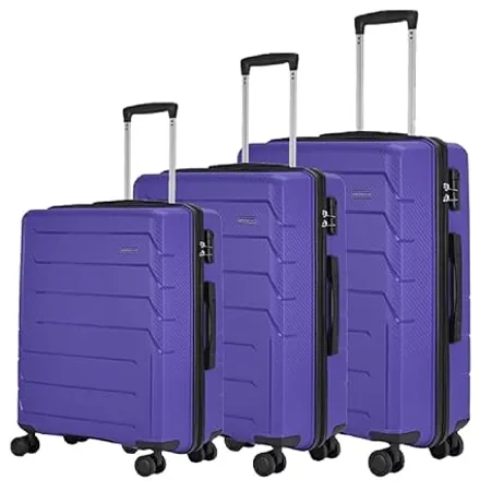 Aristocrat Chrome SM MD LG Polycarbonate Hardsided 8 Wheels Purple 360 Degree roated Trolley Set