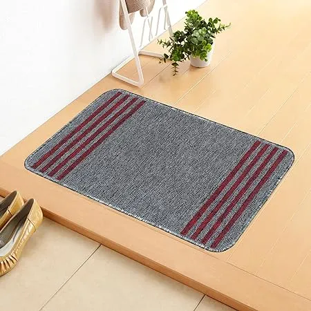 BEDSPUN Anti Slip Floor Door Mat in Home Kitchen Office Entrance Mats 38x58 cm Grey Nylon