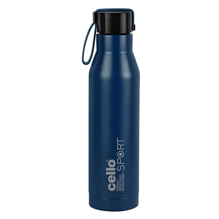 Cello Maestro Stainless Steel Vacuum Insulated Flask Hot Cold Water Bottle with Screw top Lid Double Walled Water Bottle for Sports Gym Outdoor Travel Blue 550ml