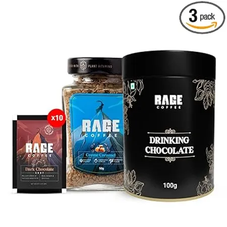Classic Coffee Delight Combo Creme Caramel 50g Jar Dark Chocolate 10 Sachets Drinking Hot Chocolate 100g 