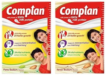 Complan Nutrition and Health Drink Kesar Badam 500g Refill pack with power of 100 Milk Protein and contrains 34 Vital Nutrients Complan Nutrition and Health Drink Pista Badam 500gm Refill 