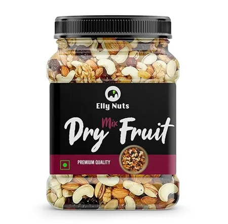 Elly Nuts Mix Dry Fruits and Nuts Almonds Pistachios Cashew Kishmish Apricot Black Raisins Healthy Gift Hamper for Every Occasion Fresh and Healthy Dry Fruits Seeds and Nuts 1Kg Diwali Gift Pack