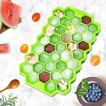 FLOSSYMART ice Ball Maker Portable Ice Maker Bottle Makes 37 Ice Cubes Ice Cube Tray for Freezer Moulds Small Cubes Whiskey Fridge Bar Soft Ice Cube Tray Medium 2 Multi 