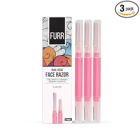 FURR Face Eyebrow Razor for Women Facial Hair with Dual Blade Head 3N German Blades Easy Shaping and Shaving Reusable Up To 5 Times Durable and Rust Free Blades