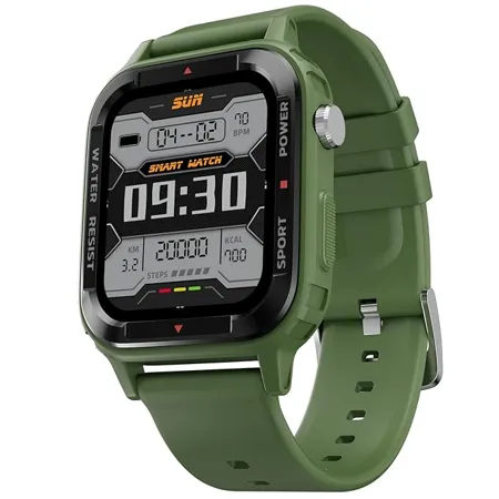 Fire Boltt Tank 1 85 Outdoor Rugged Bluetooth Calling Smart Watch 123 Sports Mode 8 UI Interactions Built in Speaker Mic 7 Days Battery Green 