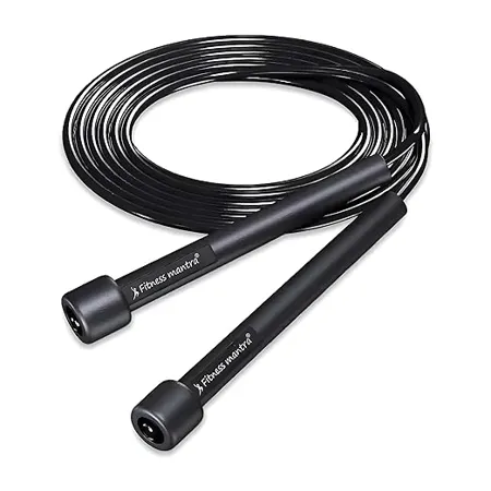 Fitness Mantra Adjustable Length Skipping Rope Jumping Rope for Men and Women Color Black Qty 1 Pcs 