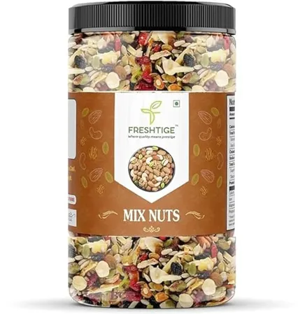 Freshtige100 Natural Premium Mix Dry Fruits with Almonds Cashew Kishmish Apricot Black Raisins Nuts and Dry Fruits Jar pack 1 kg 