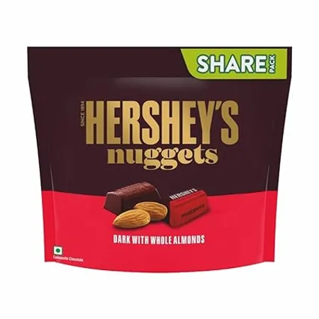 HERSHEY S NUGGETS DARK WITH WHOLE ALMONDS Deliciously Dark Cocoa Rich Chocolate 130 2g