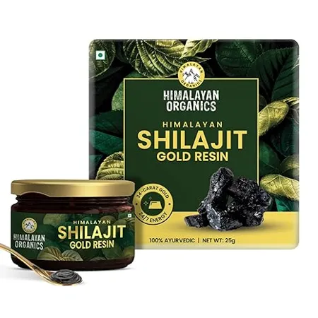 Himalayan Organics Shilajit Gold Resin 25g Contains 24 Carat Gold 100 Ayurvedic Pure and Natural Shilajeet Helps to Boost Immunity Energy Strength Stamina and Overall Health 25G