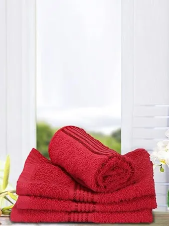 KOPA by Bianca 400 GSM Quick Dry 100 Cotton Soft Terry Towel 4pc Face Towel d ross Solid red