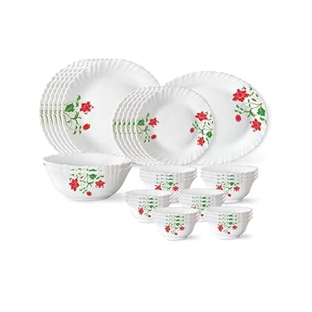 Larah By Borosil Hazel Opalware Dinner Set 33 Pcs White
