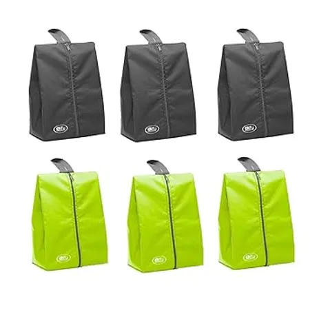 Lify Shoe Storage Organizer Bags Set Water Resistant Nylon Fabric with Sturdy Zipper for Traveling 6 Pack Florescent Neon Green Grey 
