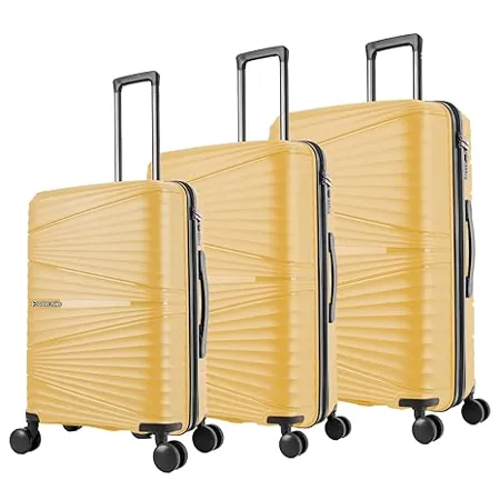 Nasher Miles Mumbai Hard Sided Polypropylene Luggage Set of 3 Yellow Trolley Bags 55 65 75 cm 