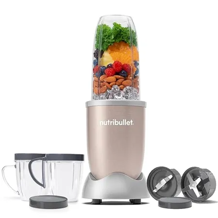 NutriBullet Pro High Speed Blender Mixer Smoothie Maker 900 Watt 9 Pcs Set Gold 3 Jar 900 Watt