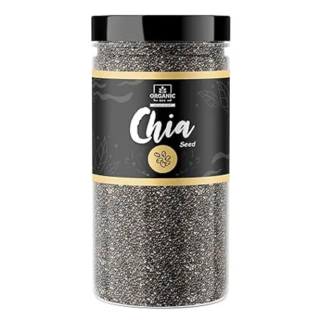 Organic Box Unroasted Chia Seeds For Eating 500 Gram Jar Pack Omega 3 and Fiber for Weight Loss