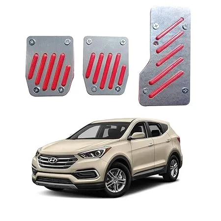 Oshotto 3 Pcs Non Slip Manual CS 320 Car Pedals Kit Pad Covers Set Compatible with Hyundai Santa Fe Red 