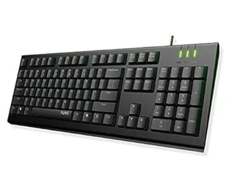 Rapoo NK1900 Spill Resistance Wired USB Keyboard Wired for Laptop PC and USB Support Devices with UV Coated Keys Spill Resistant Instant one Touch Multimedia Keys Black 