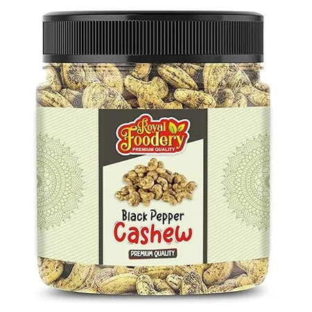 Royal Foodery Black Pepper Flavour cashew Kali Mirch Spicy Kaju Roasted Salted Black Pepper Kaju Healthy Snacks 1 kg 