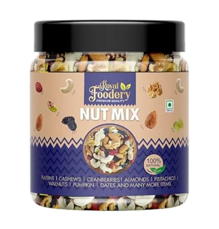 Royal Foodery Healthy Nutmix Natural Premium Mix Dry Fruits with Almonds Cashew Kishmish Apricot Black Raisins Dried Kiwi Nuts and Dry Fruits 1 KG