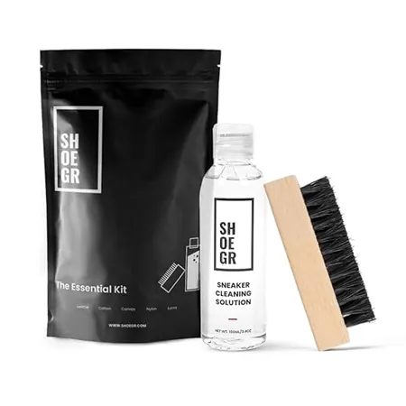 SHOEGR Essential Sneaker Shoe Cleaner Kit Suitable for Nubuck Canvas Knit Trainers Multi Material Sports Shoes Travel Friendly Shoe Care Kit All Purpose Brush Cleaning Solution