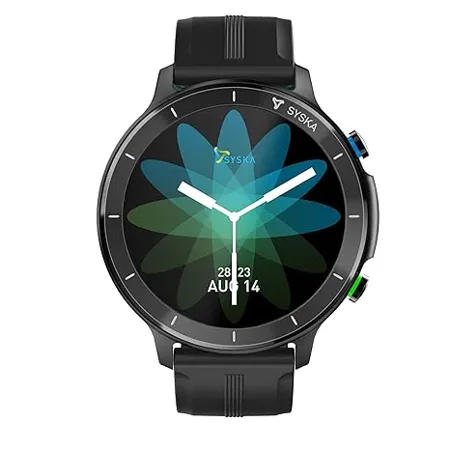 SYSKA Stellar 1 28 Display Multiple Watch Faces Accelerometer HR SpO2 Monitoring Sleep Monitor Music and Camera Control BT Calling Smartwatch Space Black Free Size 