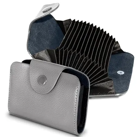 Storite 13 Slots Leather Credit Card Holder Wallet for Men Women 10 5 x 7 5 x 2 5 cm Grey 