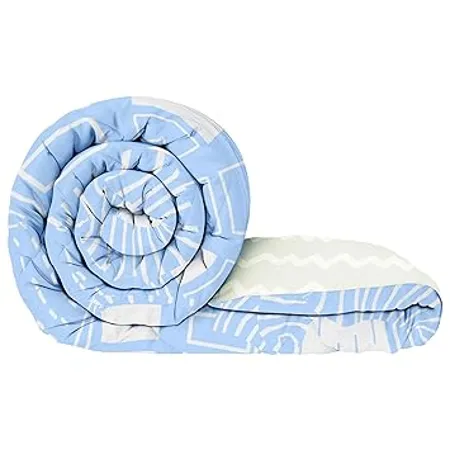 Story Home Blanket Double Bed Comforter Duvet 1 Fusion Reversible Double Comforter 180 GSM White Sky Blue 220 cm X 250 cm Microfiber