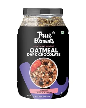 True Elements Oatmeal Dark Chocolate 1kg Instant Chocolate Oats Hot Oatmeal for Breakfast Quick Cooking Breakfast Cereals Sugar Free