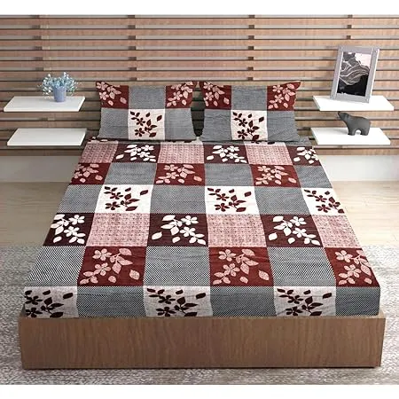 URBAN MAGIC 100 Microfiber Printed Mulitcolor Double Bedsheet with 2 Pillow Covers Size 215 x 210 cm Pack of 1