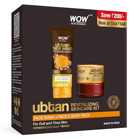 WOW Skin Science Ubtan Glowing Skincare Kit for Men Women Face Wash Face Body Pack For Dull Tired Skin Combo Pack of 2 300 ml