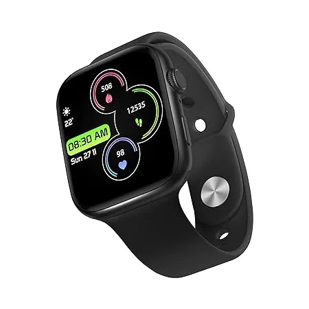 WRISTIO 3 1 85 HD Bluetooth Calling Smart Watch 50 Sports Modes Rotating Crown 15 days battery life Split screen Water Resistant Smart Health Monitoring Password Protection Black